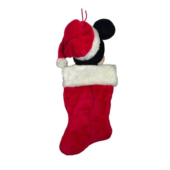 Vintage Disney Mickey & Minnie Christmas Stockings Plush Heads Pair 90s - Picture 6 of 7